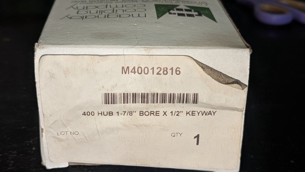 Magnaloy M40012816 Coupler 400 Hub 1-7/8" Bore x 1/2" Keyway NIB