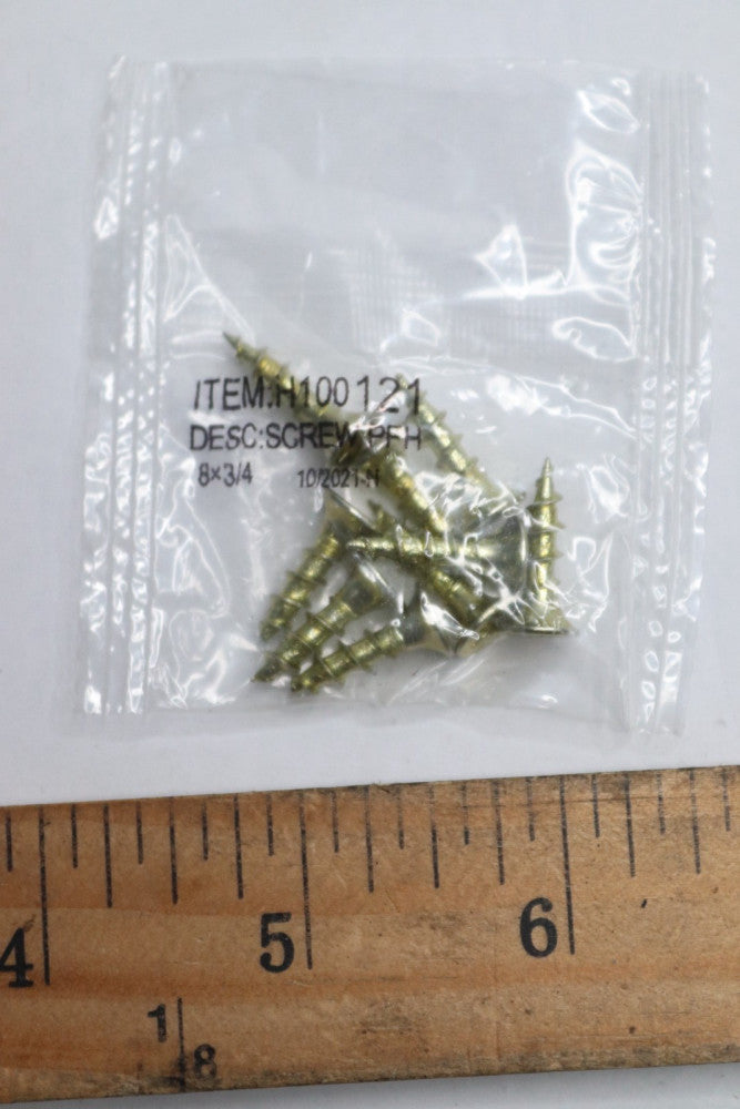 (9-Pk) Phillips Flat Head Wood Screw Yellow Zinc Plated 8 x 3/4" H100121