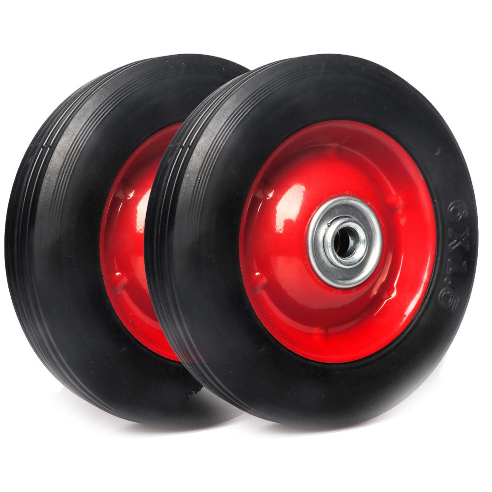 AR-PRO 2-Pack 6” x 1.5” Flat Free Solid Rubber Wheel Assemblies - Replacement...