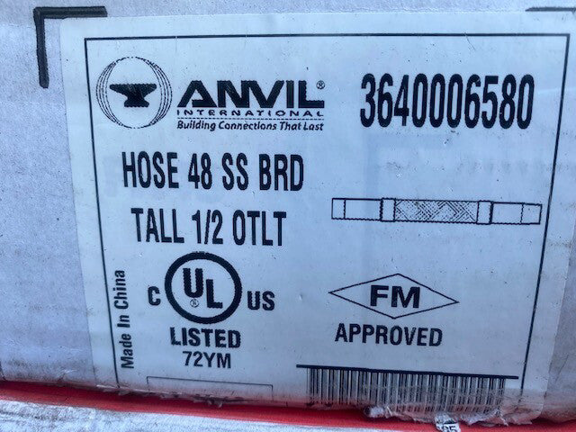 (10 Pack) 1" NPT Stainless Steel FlexHead Hose 1/2" Outlet Tall 48" Braided