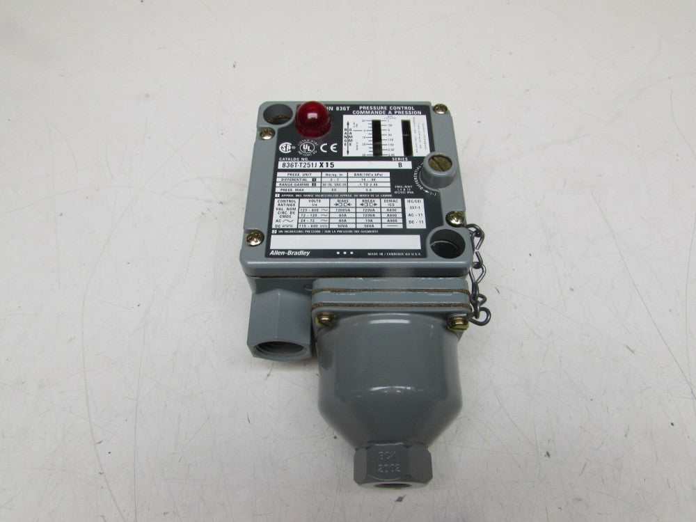 ALLEN BRADLEY 836T-T251JX15 , PRESSURE CONTROL SWITCH, 120-600V, 80 PSI, N/NIB!