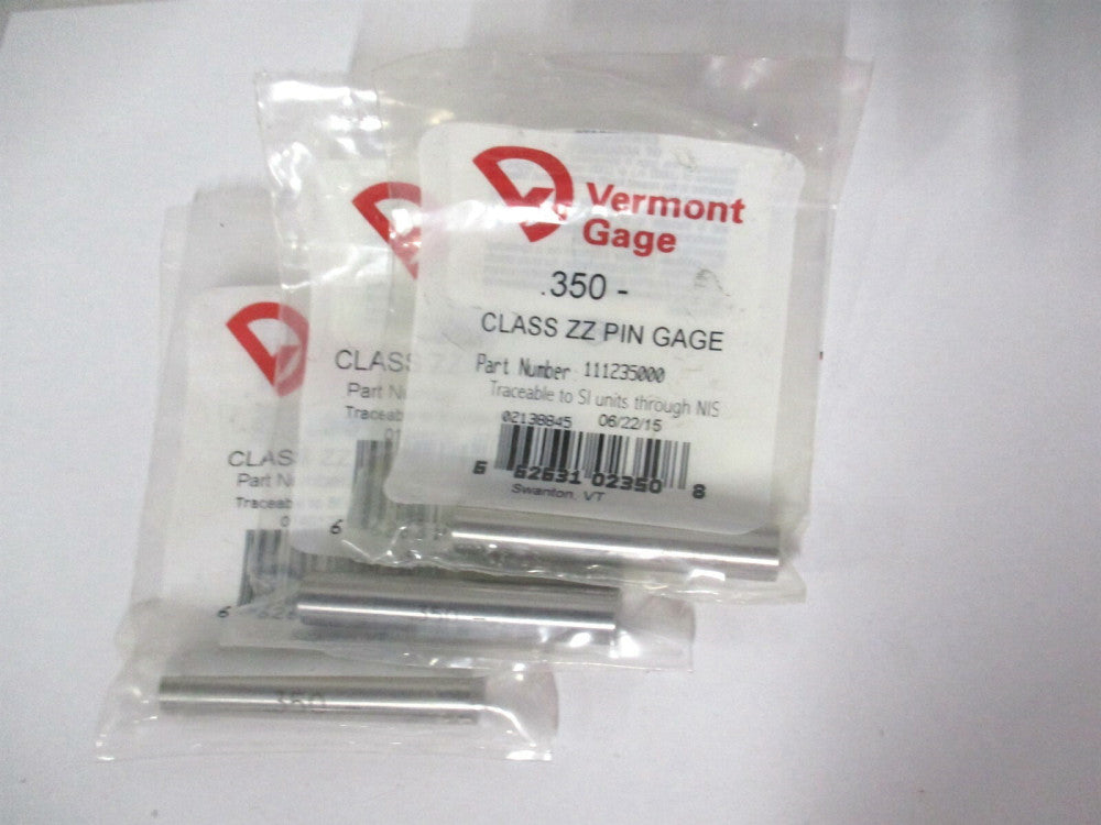 Vermont Gage (111235000) 0.35" Diam Class ZZ Minus Plug & Pin Gage - Lot of 3