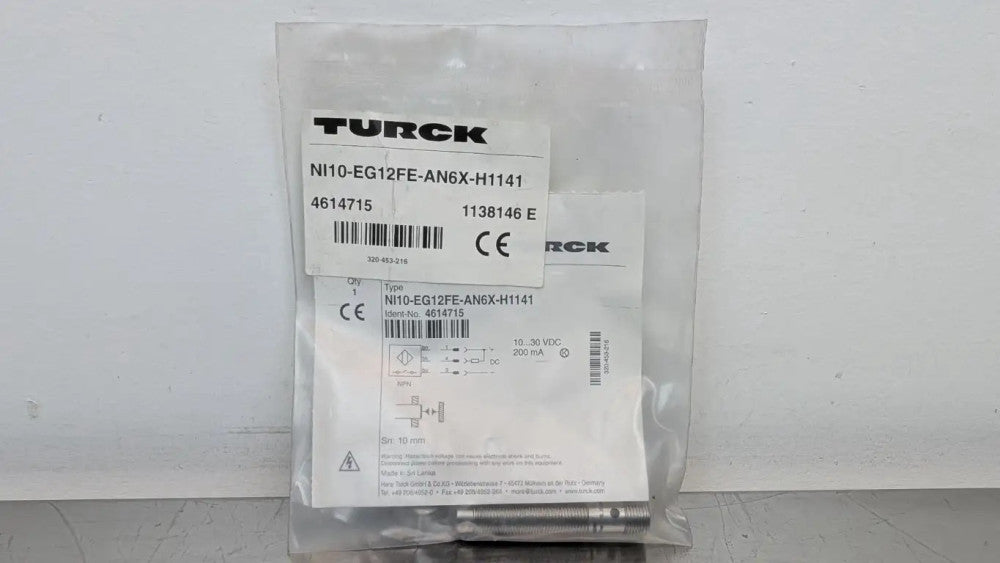 Turck NI10-EG12FE-AN6X-H1141 Inductive Sensor 4614715 10mm M12 Male