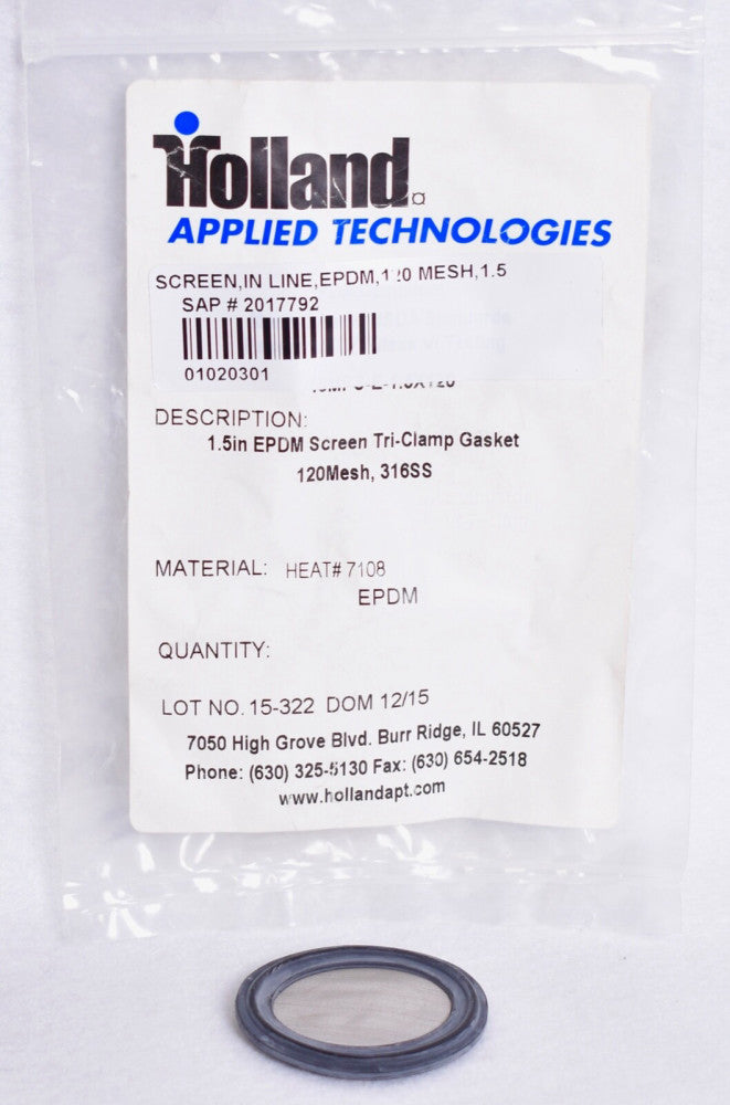 Holland Applied Tech 120 Mesh Screens Gasket Clamp Type EPDM 40MPS-E-1.5X120