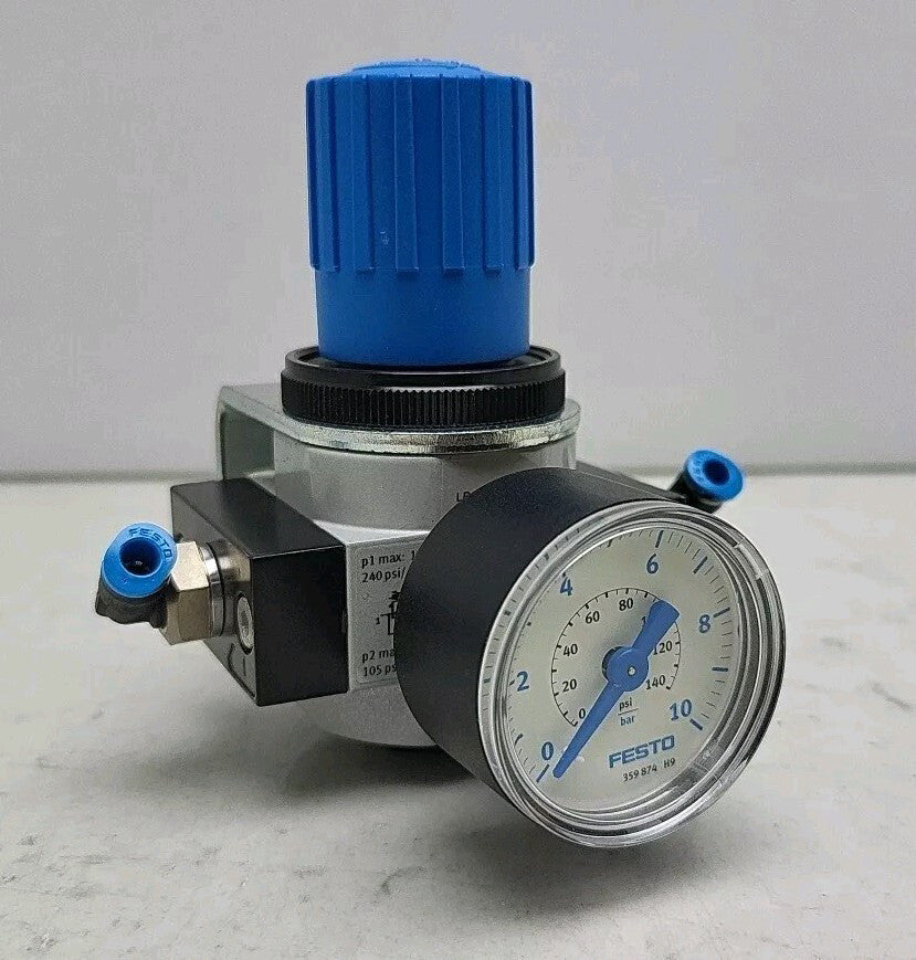 Festo LR-1/8-D-7-I-MINI Pressure Regulator 0-140 Psi 0-10 Bar Gauge