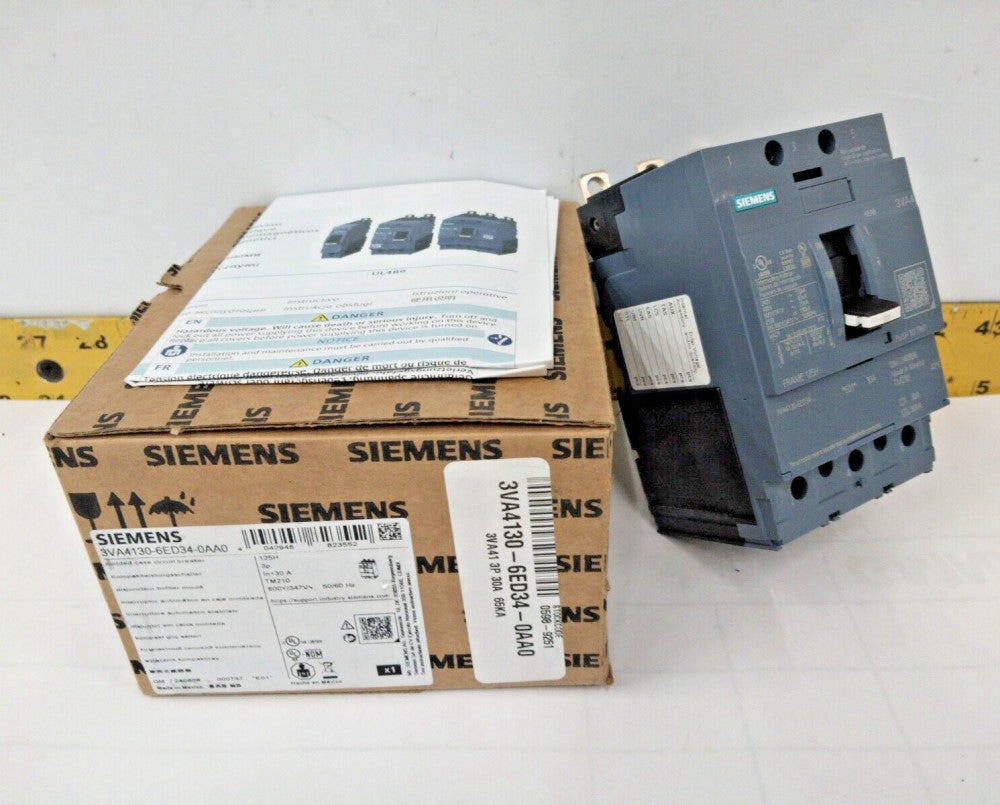 NEW SIEMENS 30 AMP CIRCUIT BREAKER 600Y/347 VAC 3 POLE 3VA4130-6ED34-0AA0