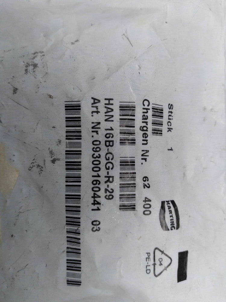 NEW Harting HAN 16B-GG-R-29 Hood Top Entry HC 2 Reels PG 29