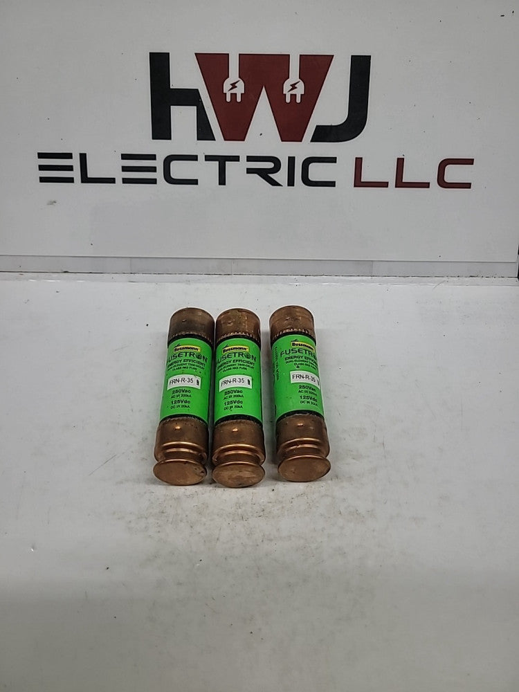 (Lot Of 3) Fusetron FRN-R-35 35A Dual Element Time Delay Current Limiting Fuse