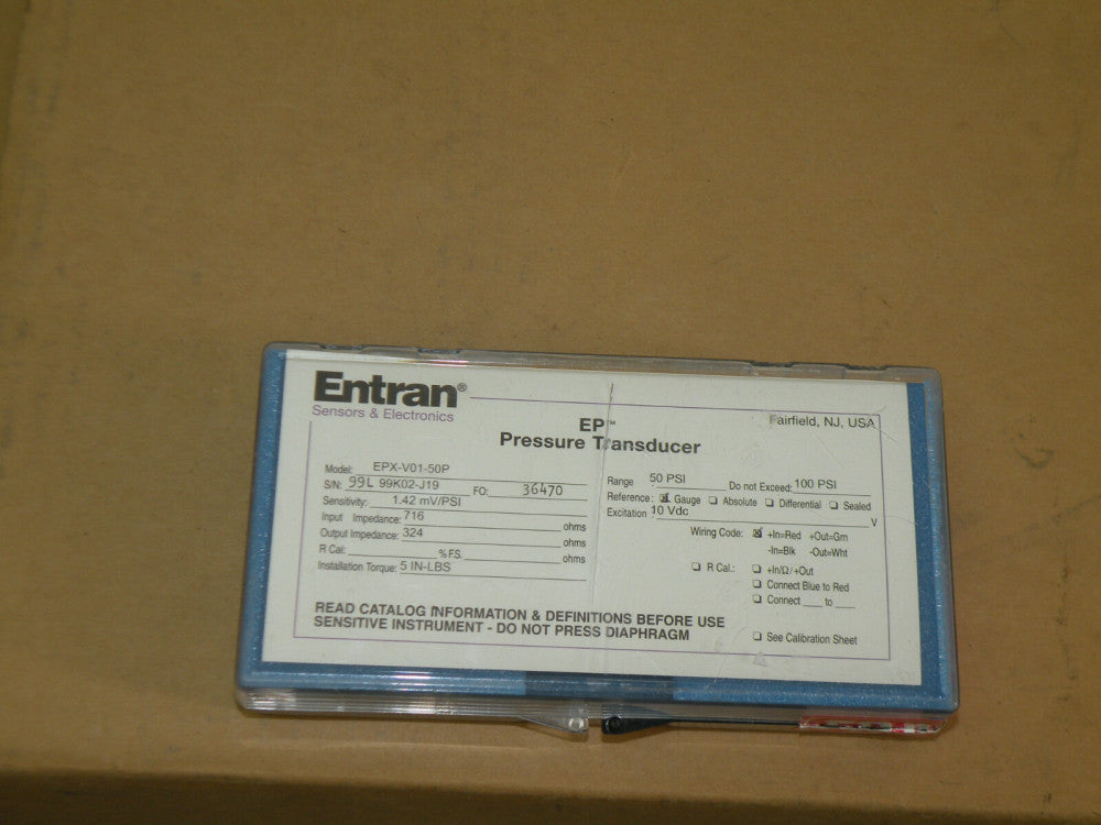 Entran EP Pressure Transducre 50psi Range 1.42 mV/psi EPX-V01-50P
