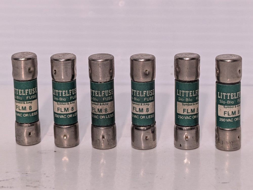 Lot of 6 Littelfuse FLM 8 250 Slo-Blo Fuse