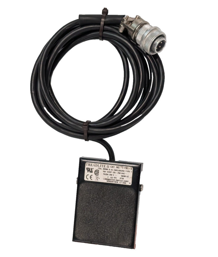 Linemaster T-91-S Treadlite II foot switch w/Amphenol 97-3057-100716 cable clamp