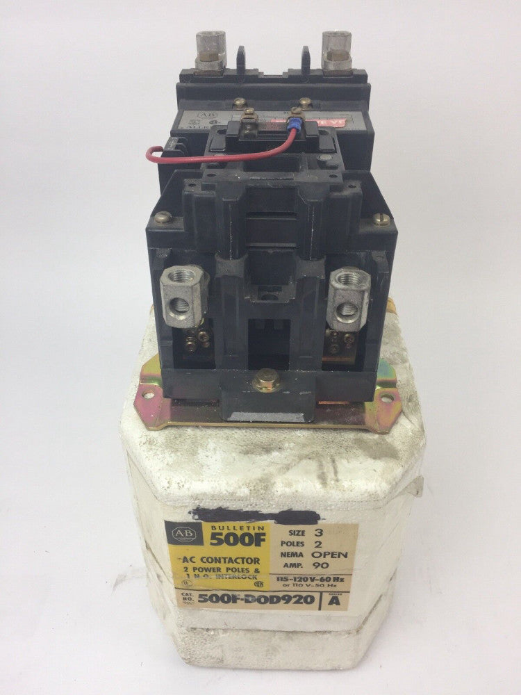 ALLEN BRADLEY 500F-D0D920 AC CONTACTOR 115-120V 60HZ 110V 50HZ SIZE 3 90 AMP