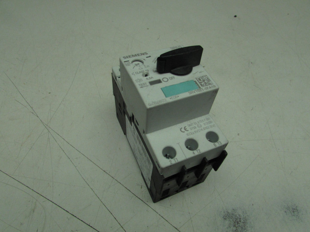 SIEMENS SIRIUS MANUAL MOTOR CONTROLLER 3RV1021-0FA10 0.5FLA CLASS-10 6.5A XLNT !