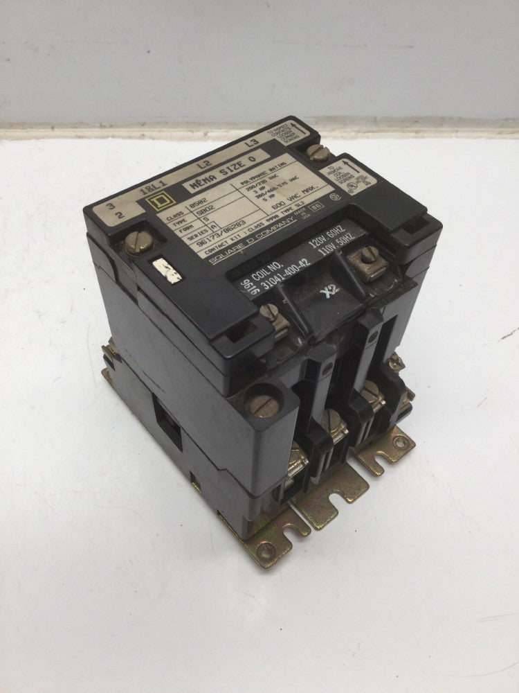 Square D Class 8502 Type SB02 3 Pole Magnetic Contactor, Series A, 200/230 VAC