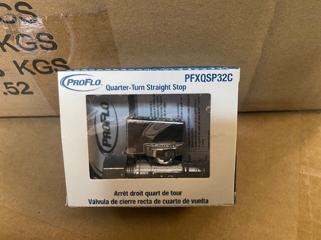 (CASE OF 100) BULK LOT -PROFLO PFXQSP32C 1/2" x 3/8" Quarter Turn Straight Valve