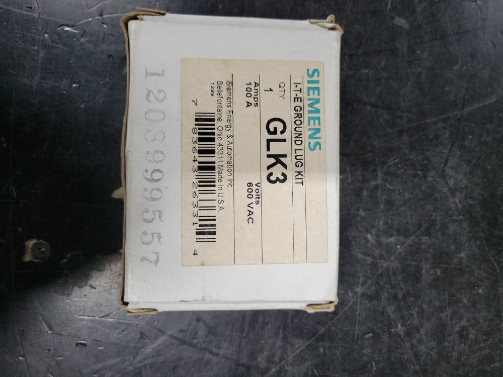 1- SIEMENS GLK3 I-T-E GROUND LUG KIT 100A 600VAC ***NIB***