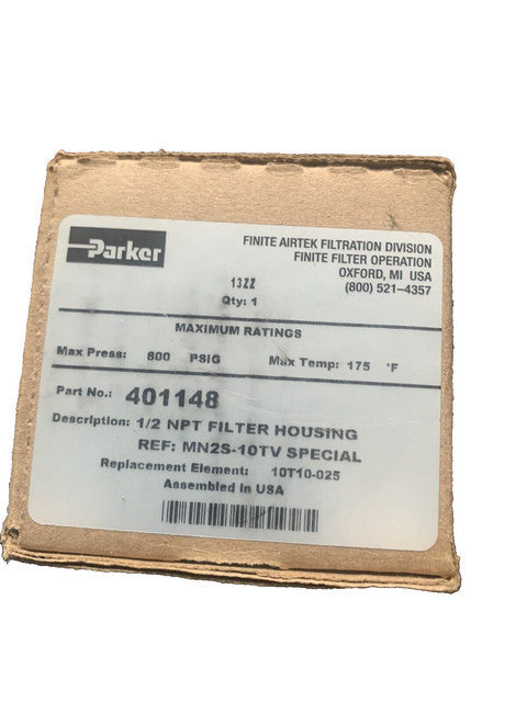 GENUINE Parker 401148 - 1/2 NPT Filter Housing, 800 PSIG **FREE SHIPPING**
