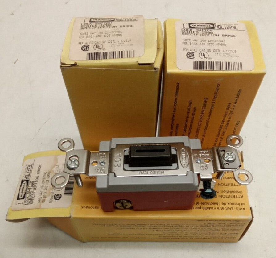 Hubbell HBL1223L Two Position AC 3-Way Locking Switch 20A Black (Lot Of 3)