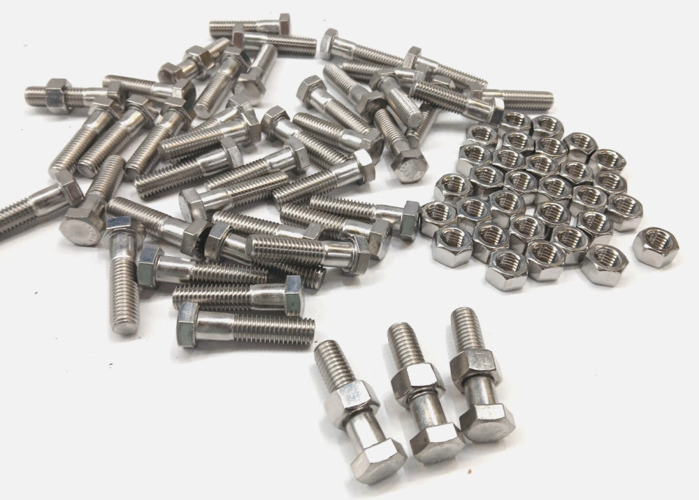 HEX BOLT 1/2-13 X 2" W/1/2" NUT FULLY THREADED S304 (LOT OF 44)