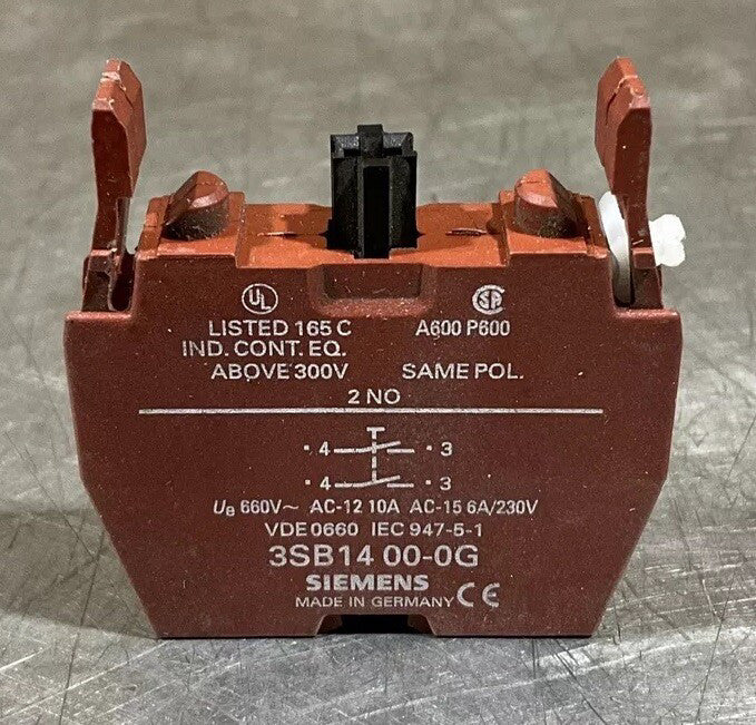Siemens 3SB14 00-0G Contact Block, NOS Surplus No Original Box