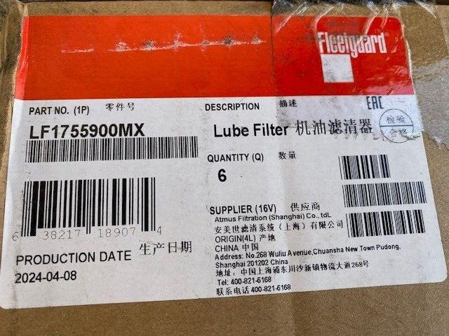 (6 PACK) FLEETGUARD LF17559 SPIN-ON LUBE FILTER