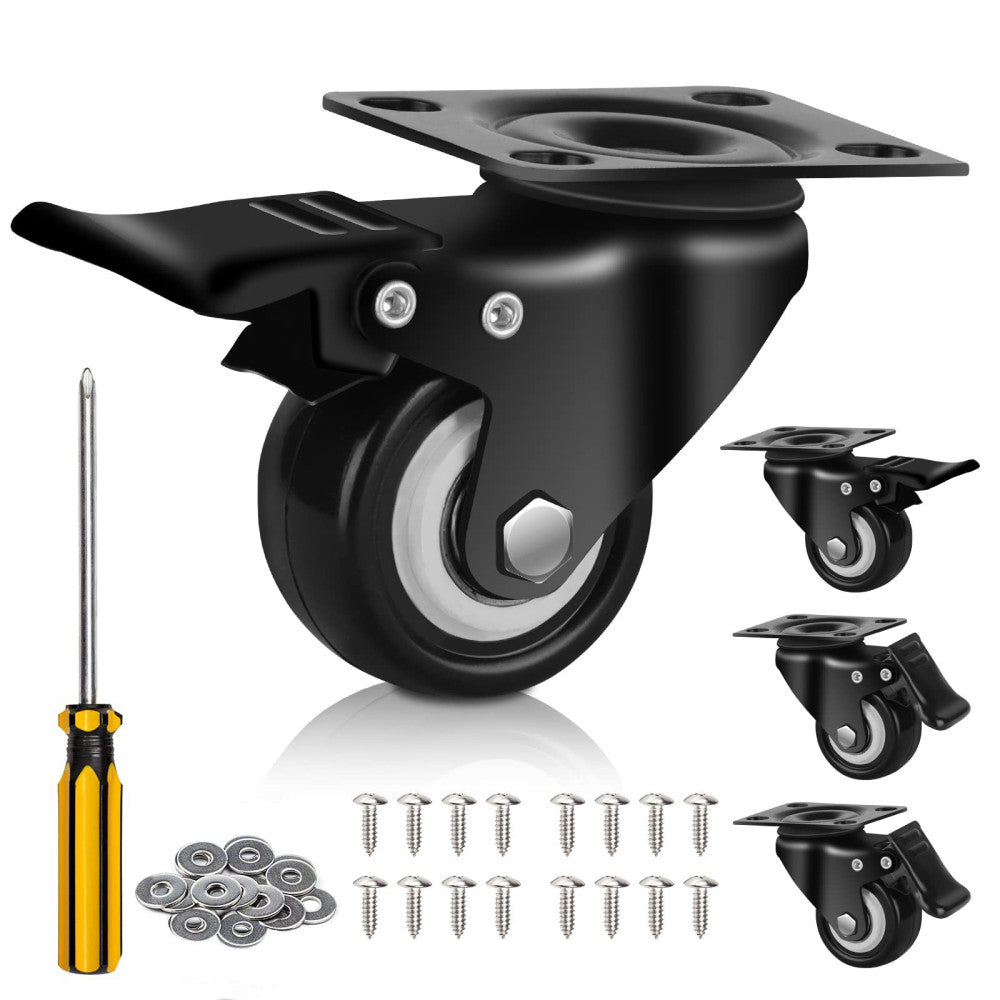 QNCZ 2" Caster Wheels Casters Set of 4 Heavy Duty but Silent Excellent Lockin...