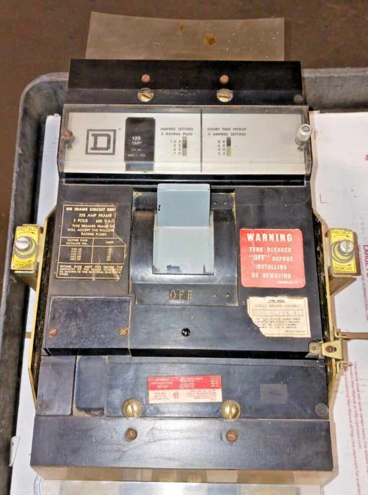 SQUARE D MME236125 225 AMP CIRCUIT BREAKER W/125 AMP TRIP 3 POLE 600 VAC