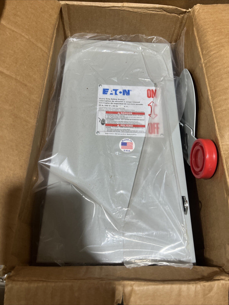 Eaton DH222NGK 2-P 60A 240V Heavy Duty Fusible Disconnect Switch NEMA 1 Indoor