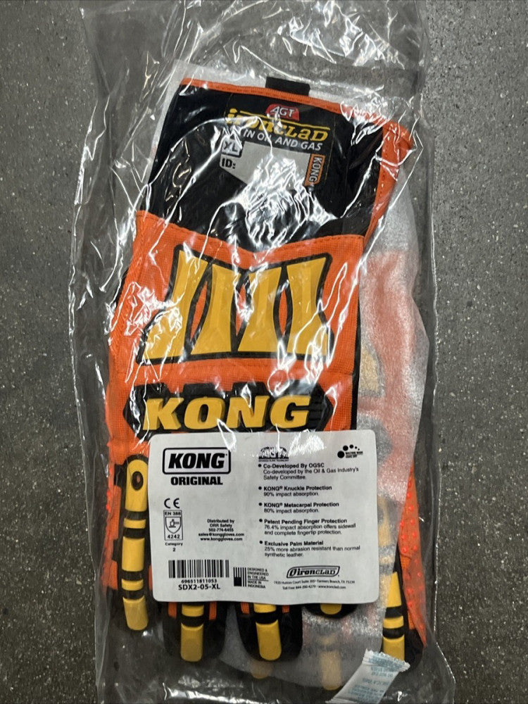 KONG Original Oil & Gas Safety Impact Gloves X-Large Orange NEW