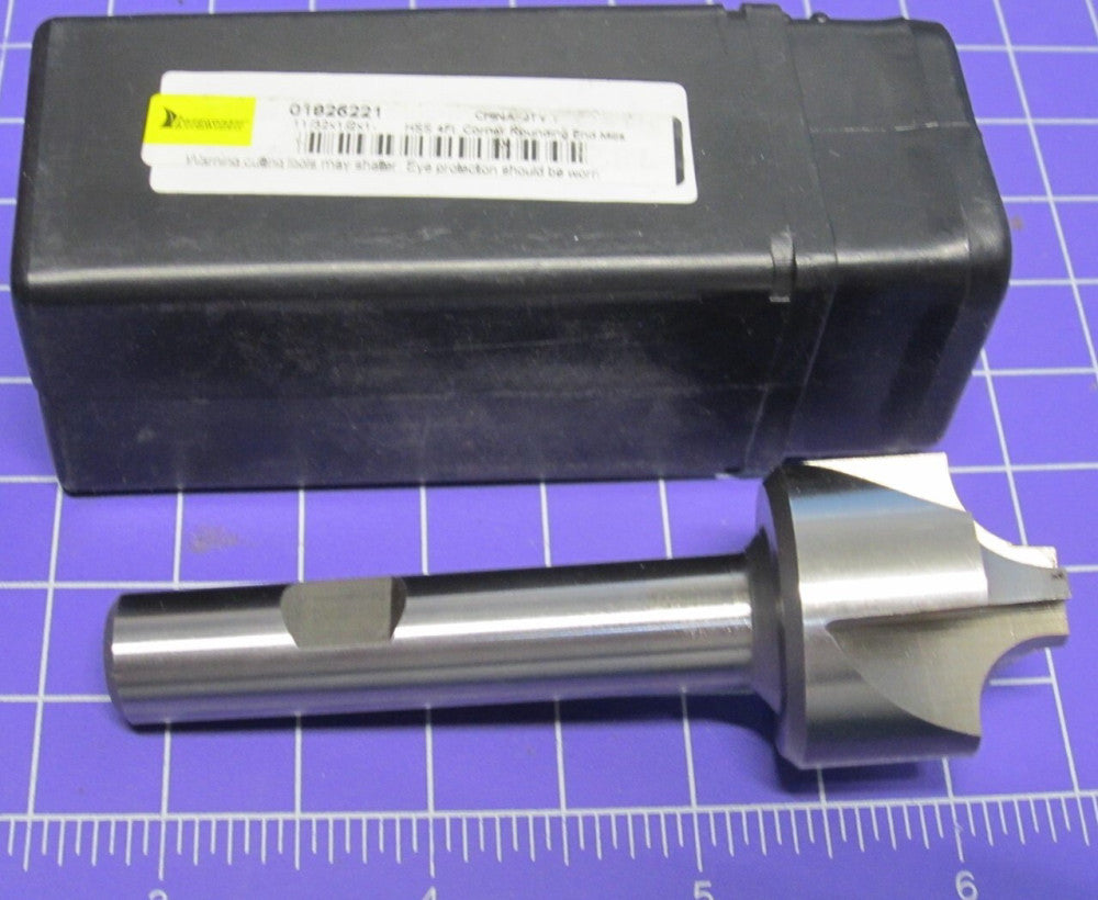 1-1/8" Diameter Corner Rounding End Mill 4F HSS 11/32" Radius