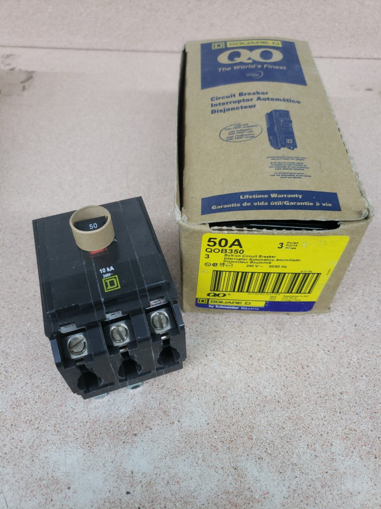 1) New! Square D QOB350 50 A Miniature Circuit Breaker 240V 3 Pole 3 Phase