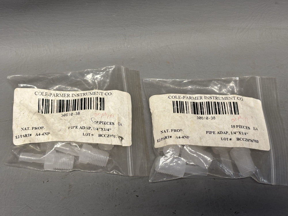 20- Cole Parmer 30610-38 Pipe Adapter 1/4"x14" A4-4NP