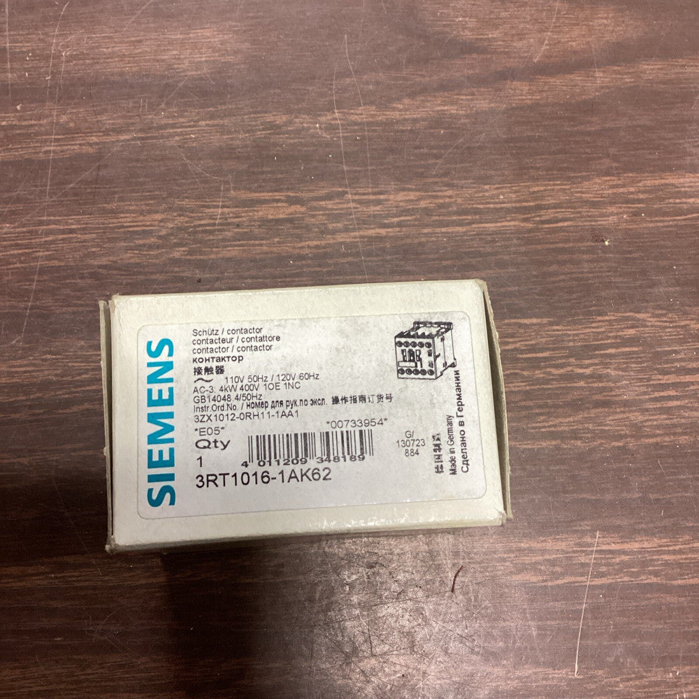 SIEMENS 3RT1016-1AK62 3 Pole Contactor