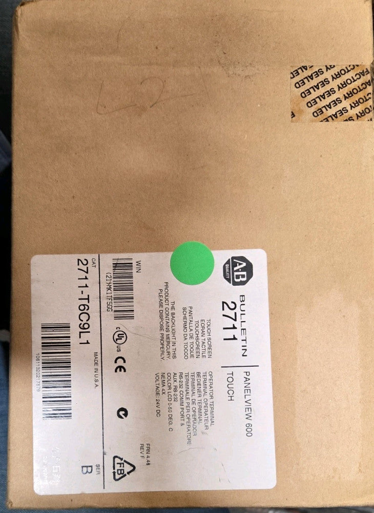 ALLEN BRADLEY 2711-T6C9L1 /B FRN-4.46 PANELVIEW 600 6" TOUCHSCREEN *NEW OVERLAY*