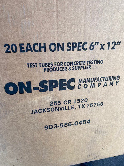 (20 Pack) ON-SPEC Test Tubes for Concrete Testing - 6" x 12"