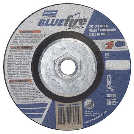 Norton Abrasives 66252843223 Depressed Center Cut-Off Wheel, Type 27, 4 1/2 In