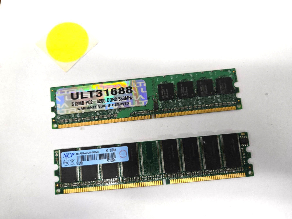 ASSORTMENT OF MEMORY RAM CIRCUIT BOARDS 512MB LOT OF 2