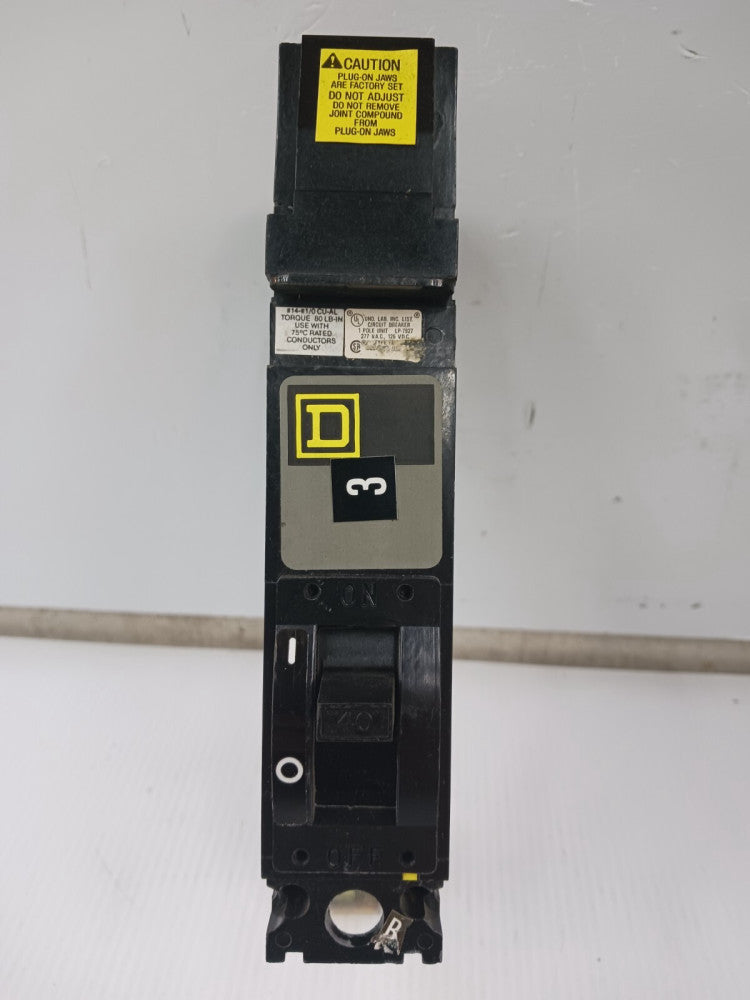 SQUARE D 40 AMP I-LINE CIRCUIT BREAKER 277 VAC / 125 VDC 1 POLE FH16040B (FLAW)