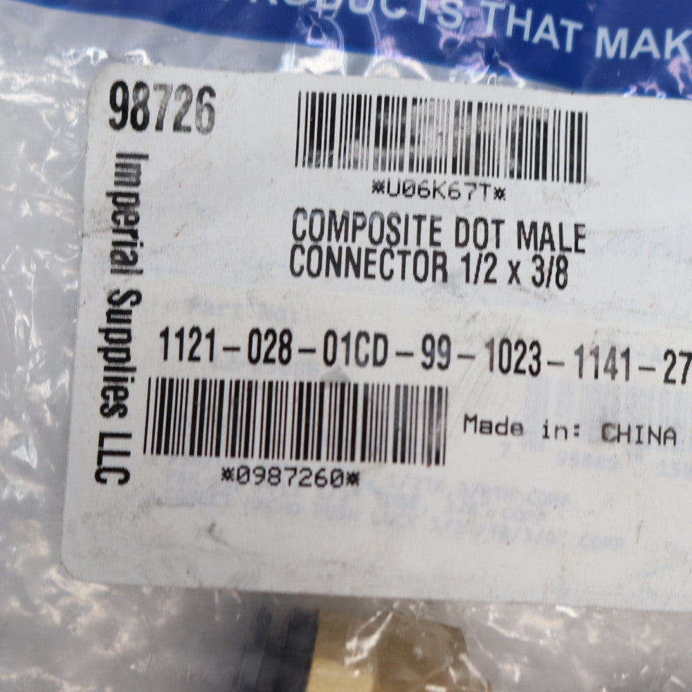 Imperial Supplies Composite Air Brake Fitting Male Connector 1/2" x 3/8" 98726