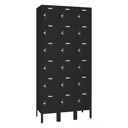 Lyon Kkc53323 Wardrobe Locker, (3) Wide, (6) Tier, Steel, Powder Coated Finish,