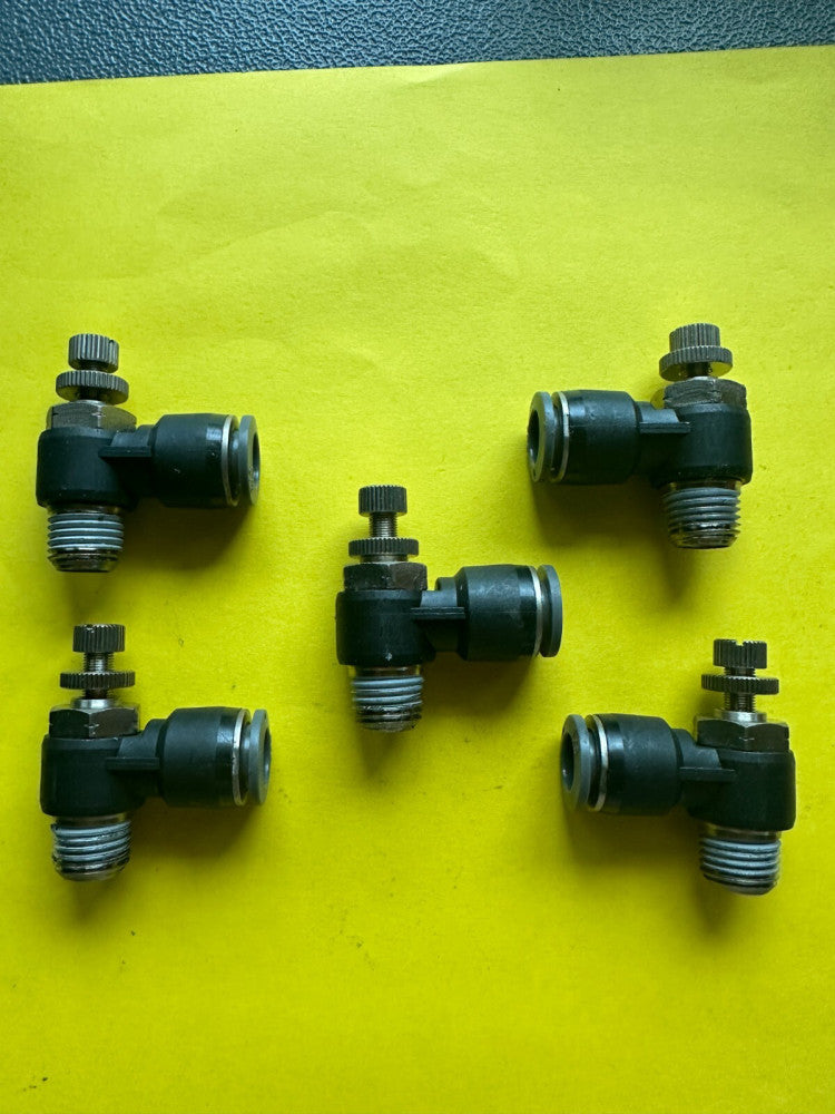 Flow Controls 3/8" Tube x 3/8" MNPT Right Angle Air - (Lot of 5) New - Old Stock
