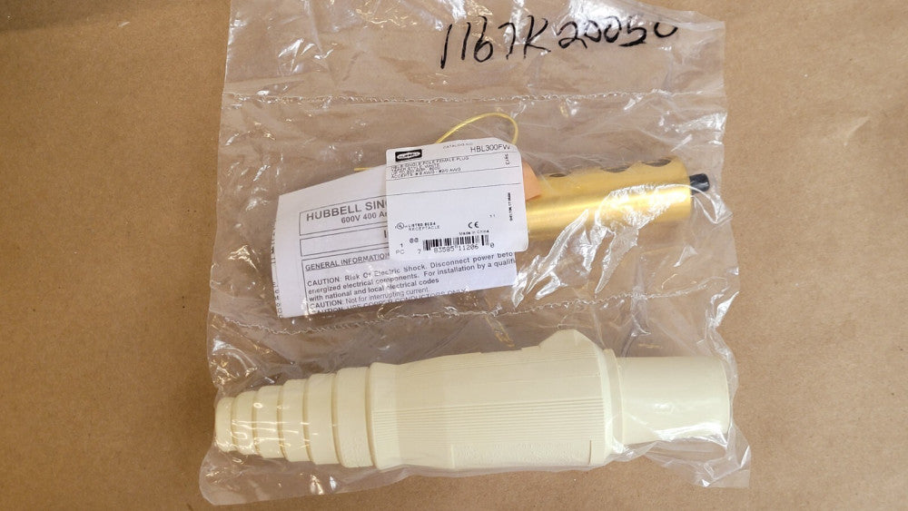 Hubbell HBL300FW Single Pole Female Plug Taper White 300A 600V #6-#2/0AWG
