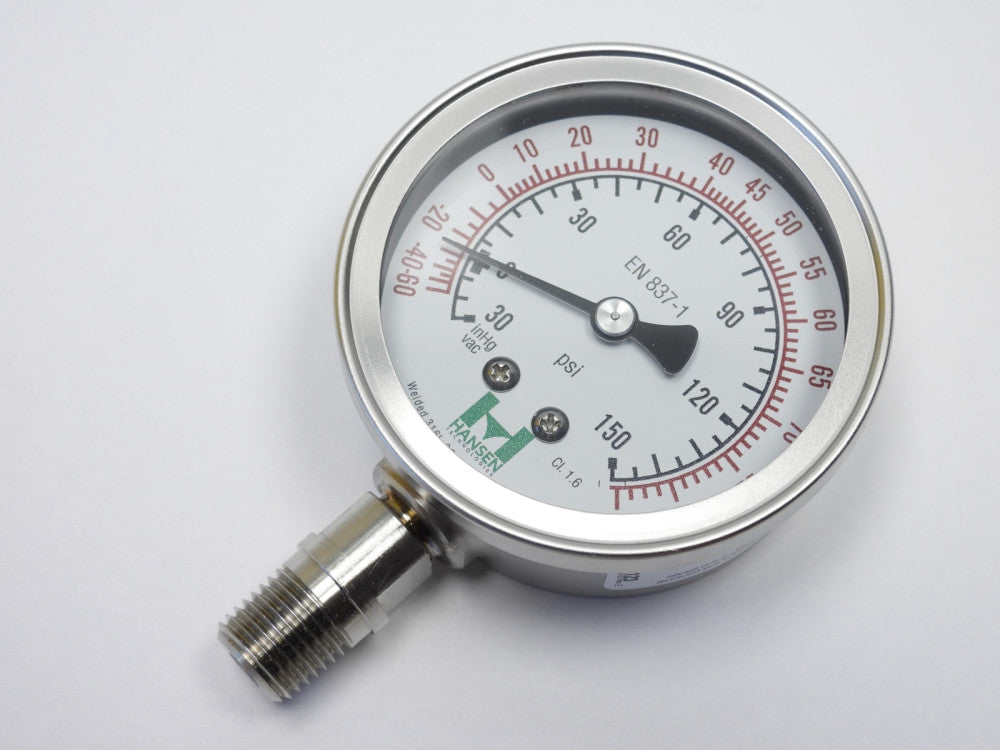 Ashcroft 2-1/2", SS Pressure Gauge 1/4" 30 to 0 to 150 in Hg/psi & -60 to 84 De