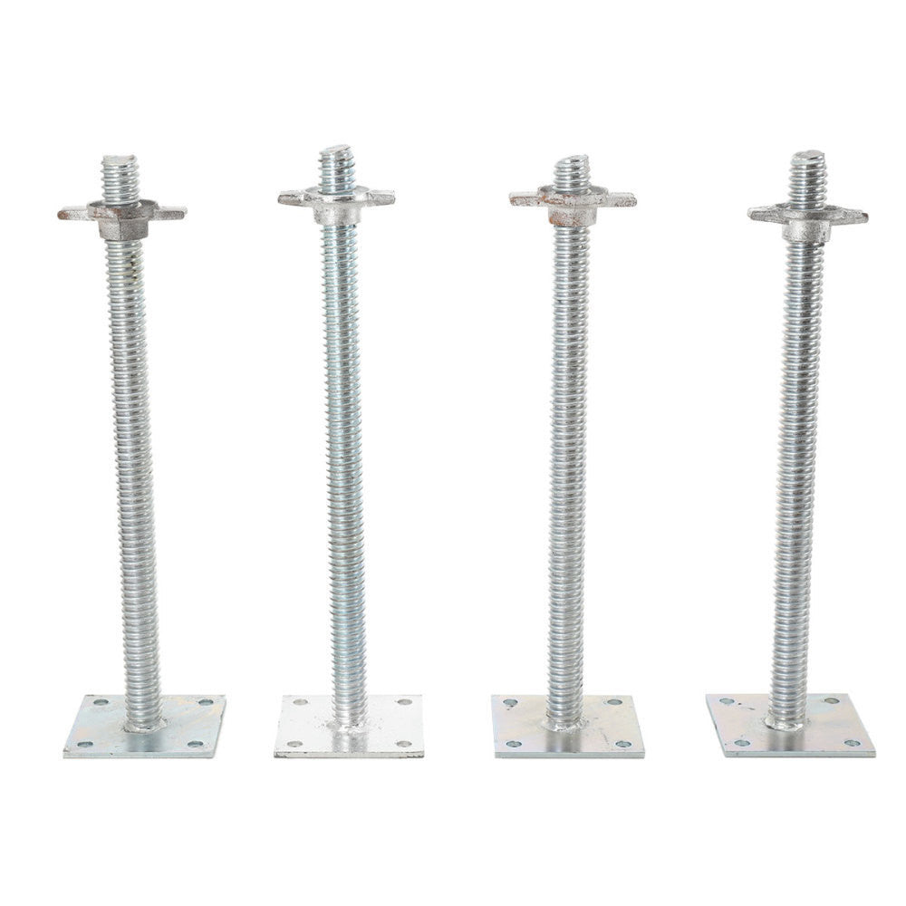 4X Adjustable 18in Steel Leveling Scaffolding Screw Jack Set W/ Base Plate