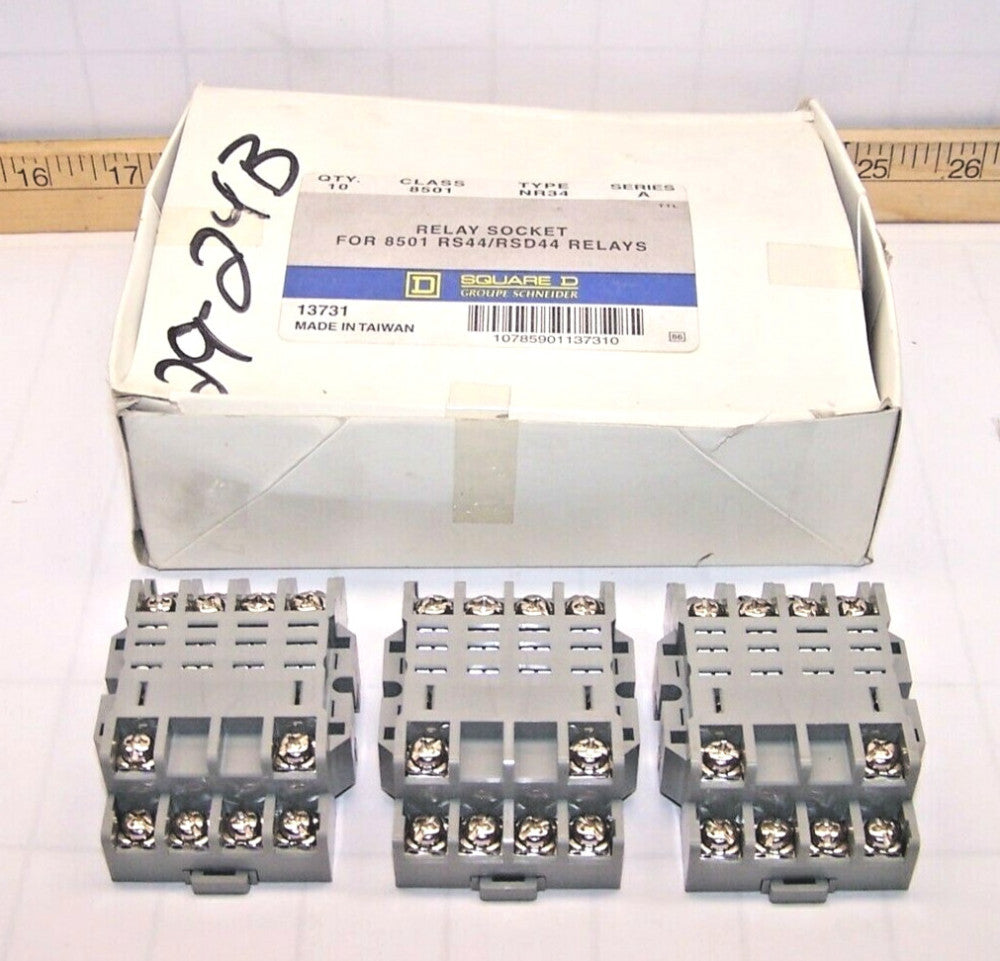 3) New Square D Relay Sockets For RS44/RSD44 Relays Class 8501 Type NR34