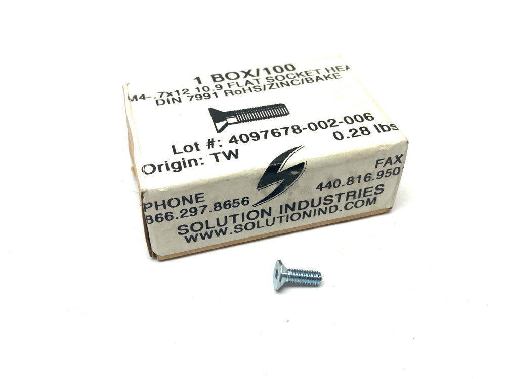 M4-.7x12 10.9 Flat Socket Head Screw DIN7991 BOX OF 100