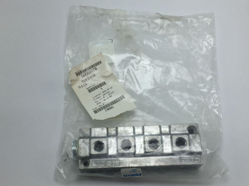 FESTO FR-8-1/4 DISTRIBUTOR BLOCK 8 OUTLETS 16BAR 2078