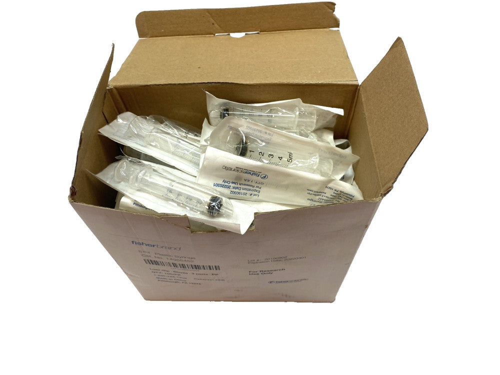 Fisher Scientific 14955452 5 mL Sterile Plastic Luer Slip Syringe PKG OF 100