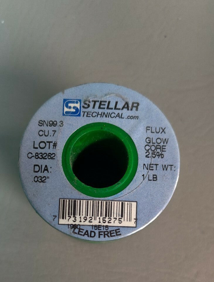 Solder Wire stellar technical Sn99.3 Cu0.7 Core 2.5% - DIA. .032" 1lb new