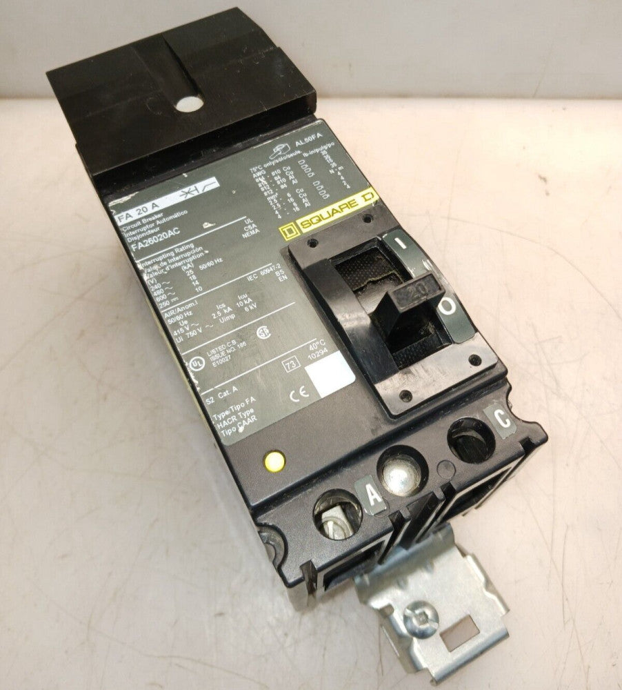 SQUARE D 20 AMP I-LINE CIRCUIT BREAKER 2P 480 VAC FA26020AC
